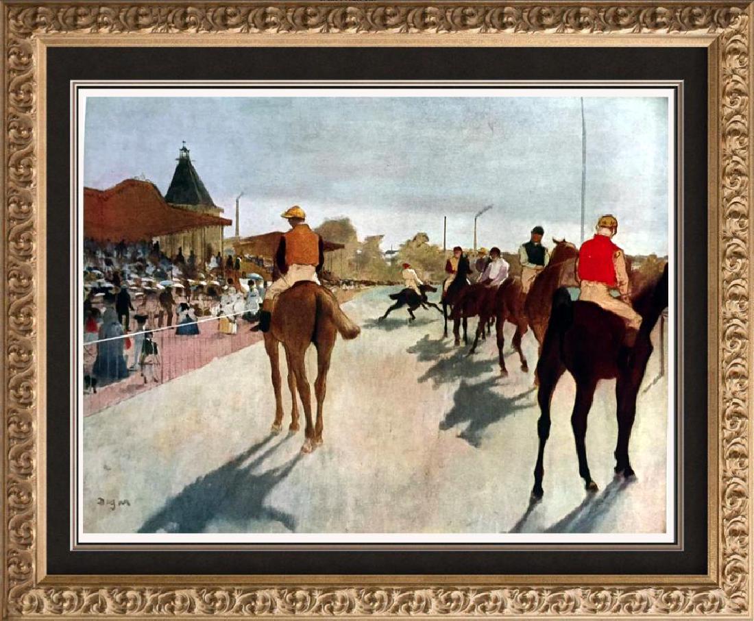 Edgar-Hilaire-Germain Degas At The Race Course: Artist Name: Edgar-Hilaire-Germain Degas | Title of Art: (Plate Five) At The Race Course c.1869-72 | Medium: Fine Art Print from Museum Artist | Signed in Plate & Unnumbered | Art Size: Approx 8 x 10 