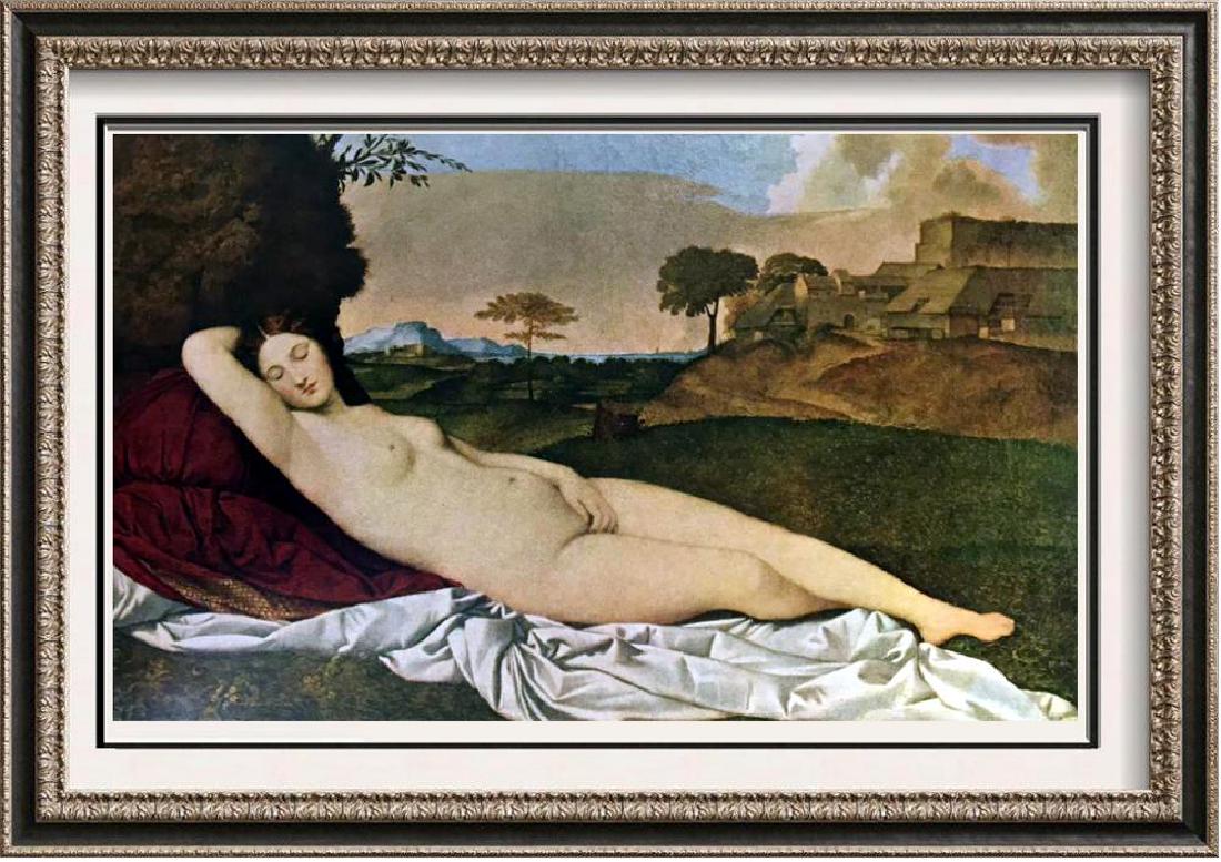 Great Paintings of the Nude Giorgione: Sleeping Venus: Artist Name: Great Paintings of the Nude | Title of Art: (Plate Six) Giorgione: Sleeping Venus c.1508-10 | Medium: Fine Art Print from Museum Artist | Unsigned & Unnumbered | Art Size: Approx 8 x 10 |