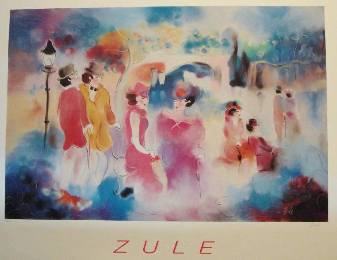 Zule Tarkay-Style Large Print Colorful Sale: Zule | Title Of Art: Figures | Medium: Offset Lithograph On Paper | Edition Size: Open | Unframed Size: 28X35 Inches | Framed Size: Unframed | Value: $ 100