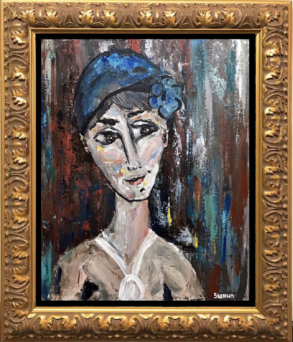 Modigliani style figurative abstract Adoration (1 of 2)