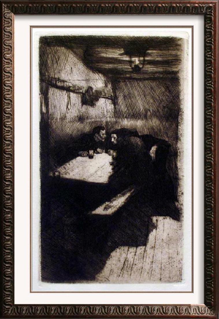 Fantastic Etching Kathe Kollwitz Etching on Paper: Kathe Kollwitz | Title of Art: Unknown | Medium: Etching on Paper | Edition Size: | Unframed Size: 11 x 6 inches | Framed Size: Unframed