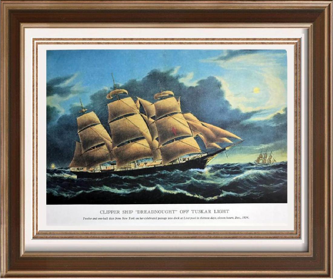 Clipper Ship Dreadnought Off Tuskar Light Color: Clipper Ship Dreadnought Off Tuskar Light | Medium: Color Lithographic Fine Art Print | Edition #: N/A | Unframed Size: 8x11 | Framed Size: Offered Unframed. Framing presentation if shown is for conce