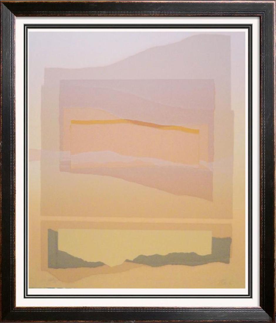 Abstract Artist Proof Hand Signed Only $10: Unknown | Title Of Art: Sunset | Medium: Hand Signed By The Artist Mixed Media On Paper Condition Report: Small Crease At Top Of Paper | Edition Size: Ap Xxiii | Unframed Size: 36 X 36 Inches | Framed
