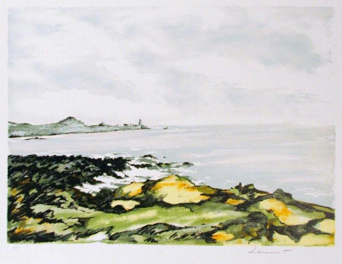 TRADITIONAL WATERCOLOR STYLE SIGNED LITD ED ART: JOHN PIERRE LAURENT | Title of Art: SEASCAPE | Medium: HAND SIGNED LIMITED EDITION SERIGRAPH ON PAPER | Edition Size: AP - Artists Proof | Art Size: 22x30 Framed Size: Unframed | Value: $ 500