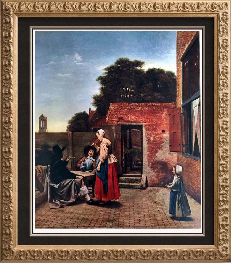 Masterpieces of Dutch Painting Pieter de Hooch: A Dutch: Artist Name: Masterpieces of Dutch Painting | Title of Art: (Plate One) Pieter de Hooch: A Dutch Courtyard c.1656 | Medium: Fine Art Print from Museum Artist | Unsigned & Unnumbered | Art Size: Approx