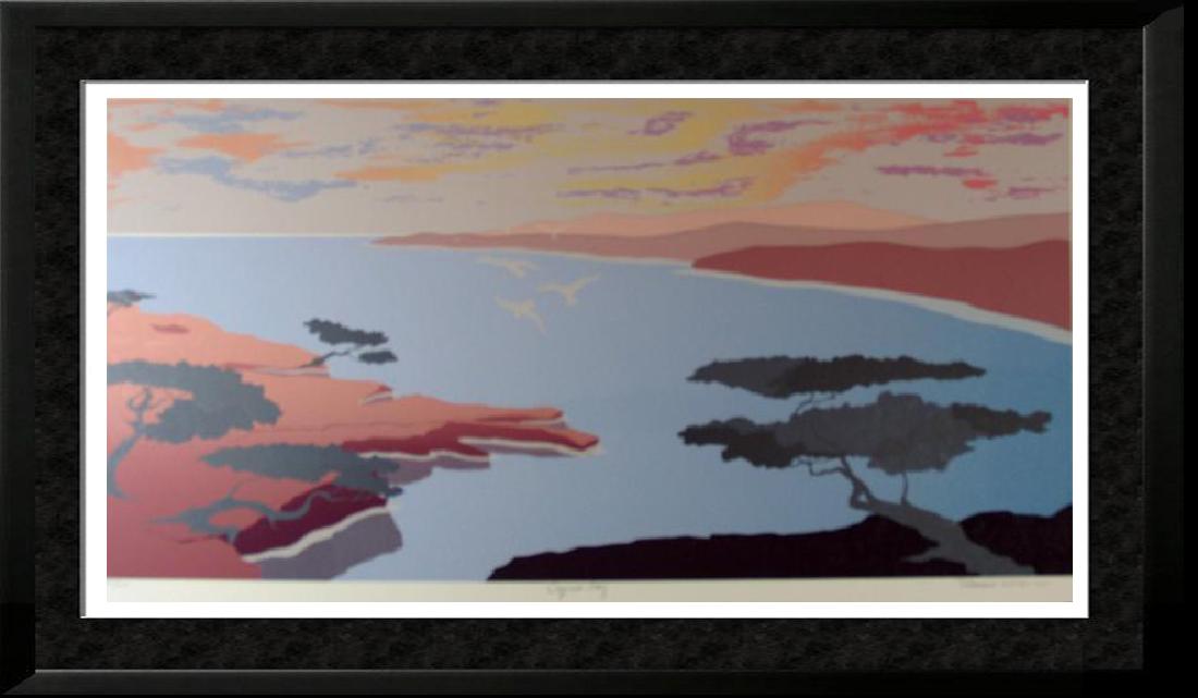 Abstract Modern Cypress Bay Scenic Colorful Signed: Robert Wilson | Title Of Art: Cypress Bay | Medium: Hand Signed By The Artist Lithograph On Paper | Edition Size: 207/375 | Unframed Size: 20X38 Inches | Framed Size: Unframed | Value: $ 600
