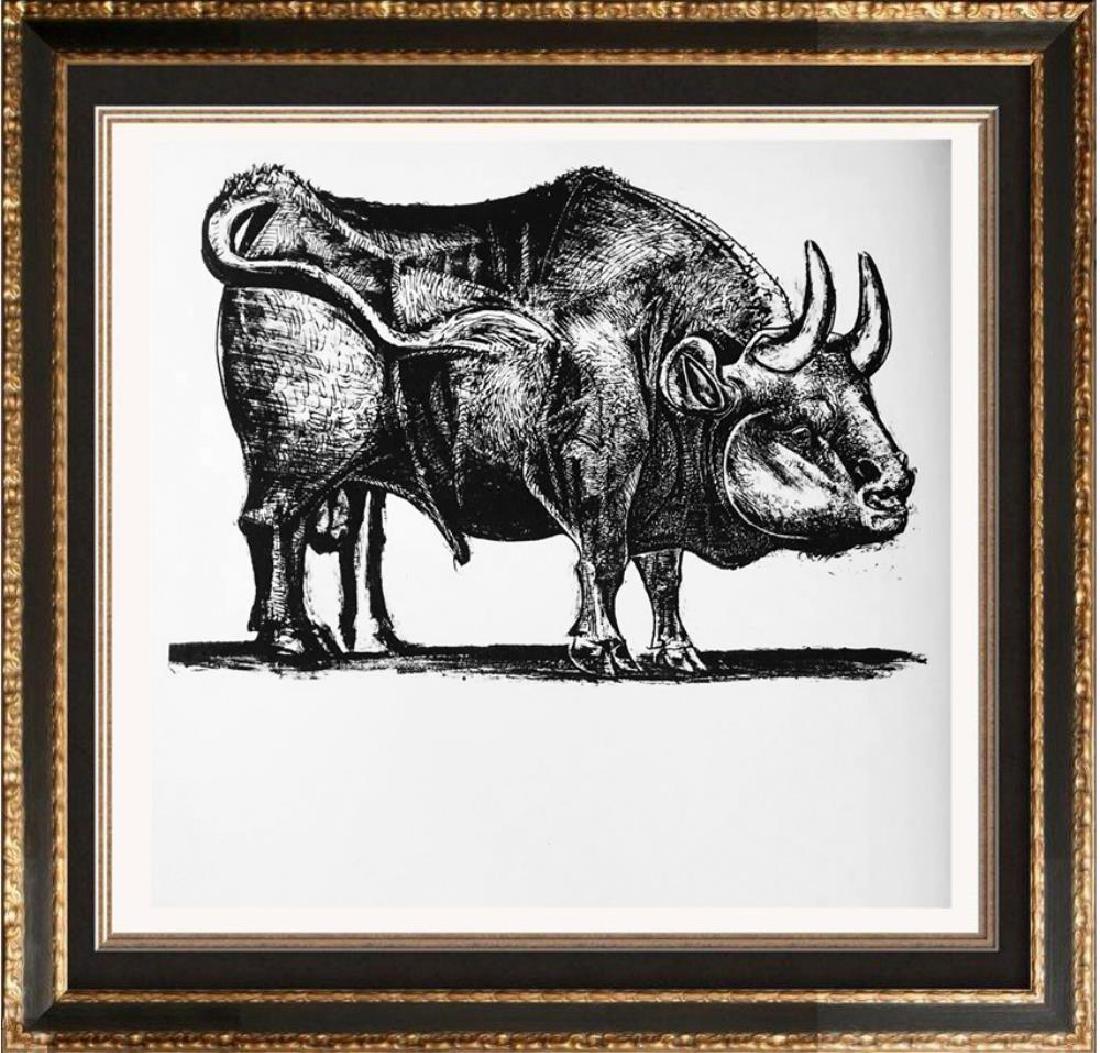 Pablo Picasso 'After' Bull c. 1945 Fine Art Print from: Artist Name: Pablo Picasso | Title of Art: (Plate One Hundred Twenty Two) Bull c. 1945 | Medium: High Quality Double-Sided Fine Art Book Plate | Unsigned | Image Size: Approx 7 x 8 | Paper Size 11 x 8
