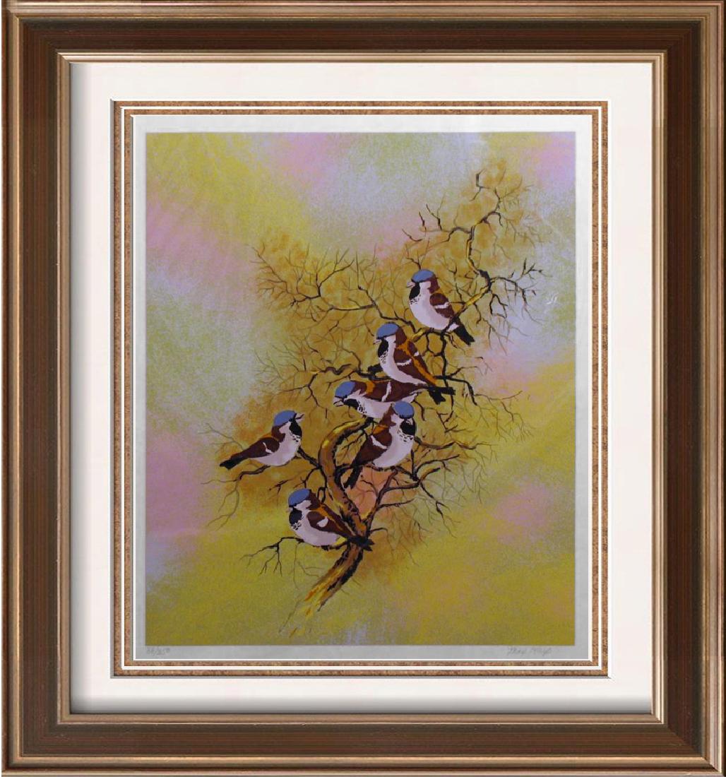 Max Karp Ltd Ed Serigraph Large Birds Only $75: Max Karp | Title Of Art: Snow Birds | Medium: Hand Signed Limited Edition Serigraph On Paper | Edition Size: 38/350 Art Size: 40X30 Framed Size: Unframed | Value: $ 650