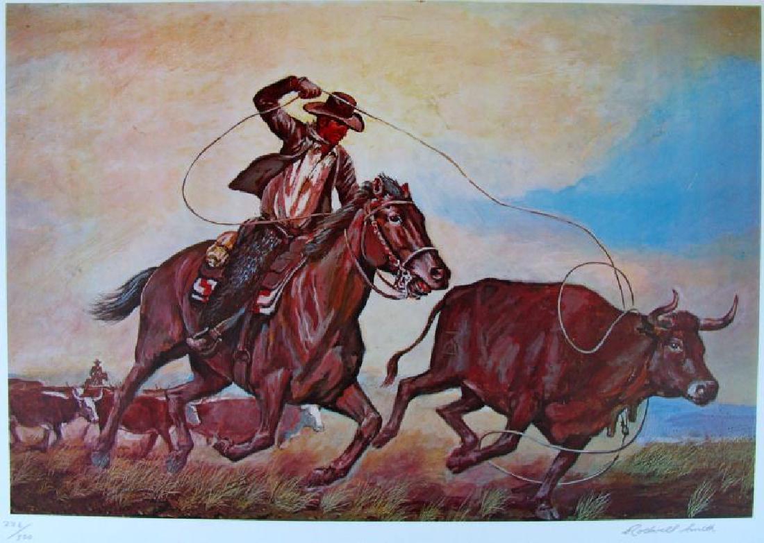 Horse Round Up Western Style Ltd Ed Litho Sale: Rockwell Smith | Title Of Art: The Houlihan Catch | Medium: Hand Signed By The Artist Lithograph On Paper | Edition Size: Of 300 | Unframed Size: 17X24 Inches | Framed Size: Unframed | Value: $ 400