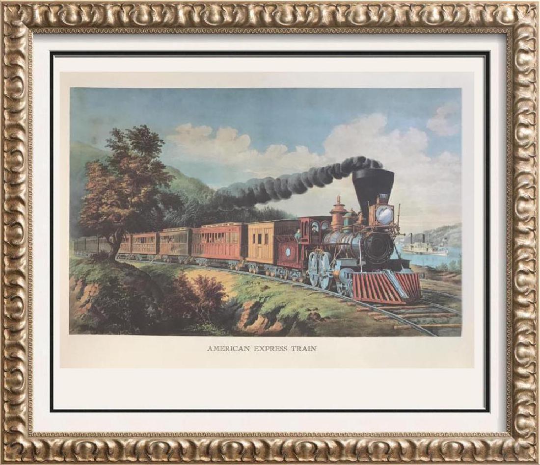 Railroads: American Express Train: Railroads: American Express Train | Medium: Color Lithographic Fine Art Print | Edition #: N/A | Unframed Size: 8x11 | Framed Size: Offered Unframed. Framing presentation if shown is for concept only 