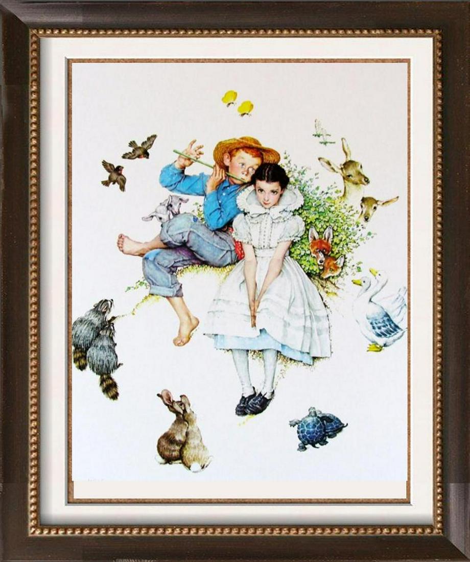 Norman Rockwell Vintage Plate Signed Lithograph Dealer: Norman Rockwell | Title Of Art: Sweet Song So Young | Medium: Plate Signed By The Artist Offset Lithograph On Paper | Edition Size: Ap (Artist'S Proof) | Unframed Size: 25X19 Inches | Offered Unframed