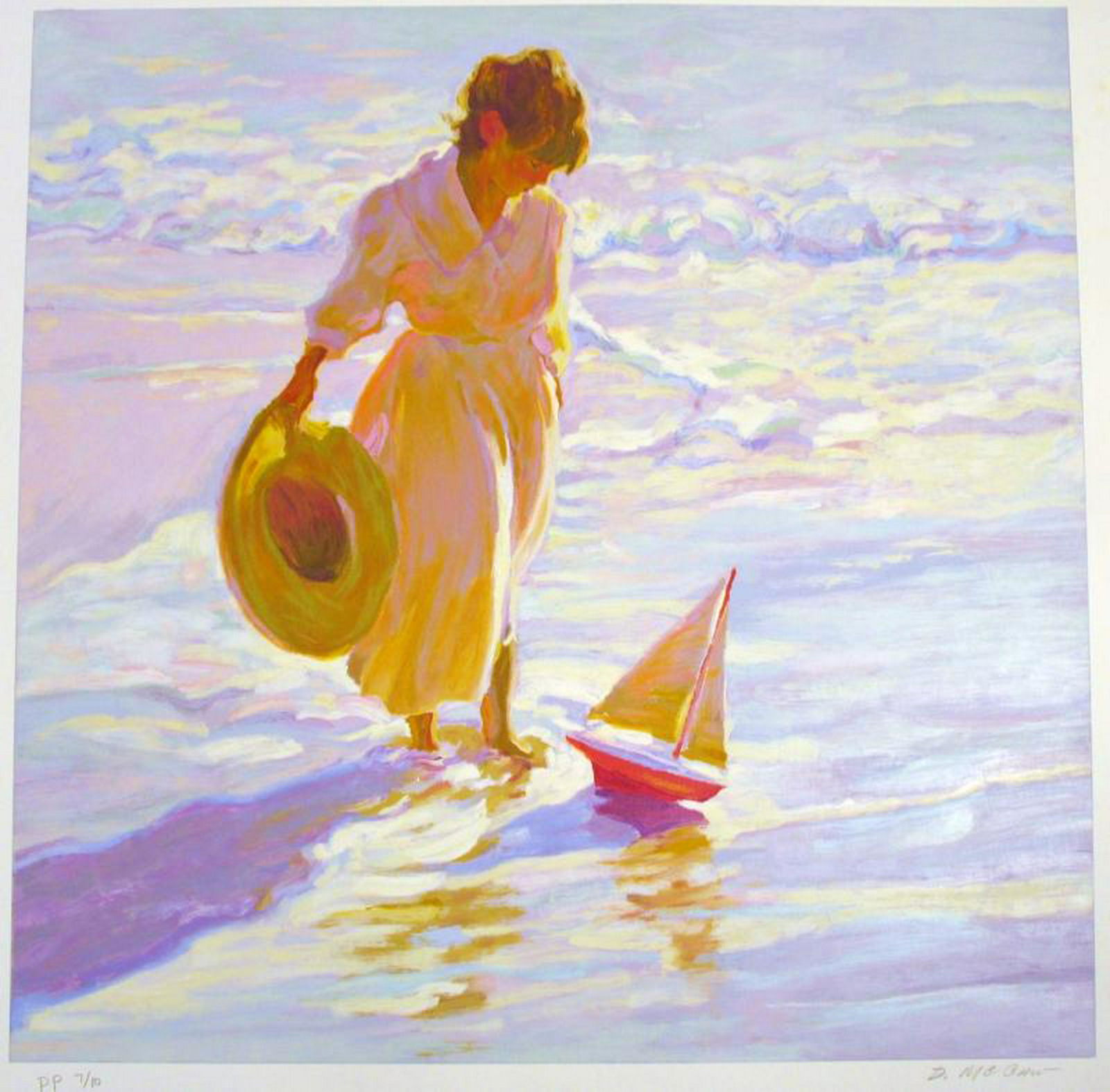 Dan Mccaw Behrens Style Beach Scene Colorful Ltd Ed: Dan Mccaw | Title Of Art: Lori | Medium: Limited Edition Serigraph On Paper | Edition Size: Of 20 Art Size: 34X32 | Framed Size: Unframed | Value: $ 900