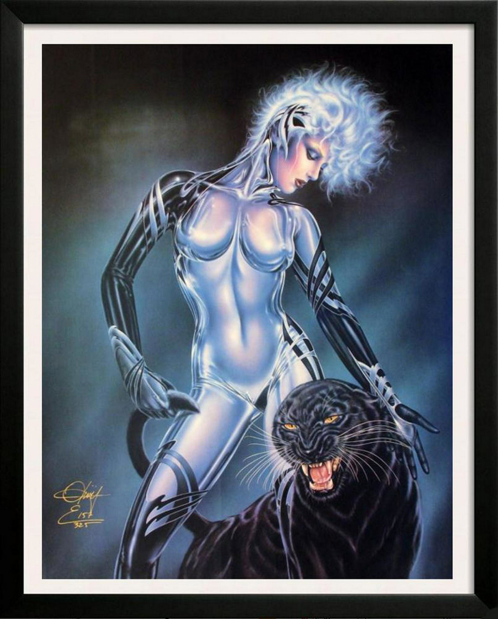 Panther Le Femme Feline Olivia Signed Ltd Ed Dealer: Olivia Deberardinis | Title Of Art: La Femme & Feline | Medium: Hand Signed By The Artist Lithograph On Paper | Edition Size: Of 325 Unframed Size: 31 X 24 Inches | Framed Size: Unframed | Value: $ 12