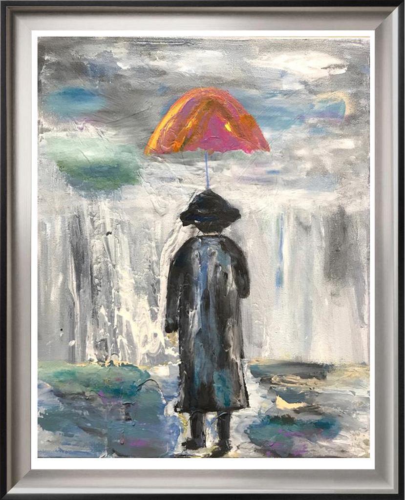 Rainbow Umbrella Original Pop Art Canvas Janet Swahn: Janet Swahn Rainbow Umbrella 20" x 16" stretched, Original Mixed Media on Canvas