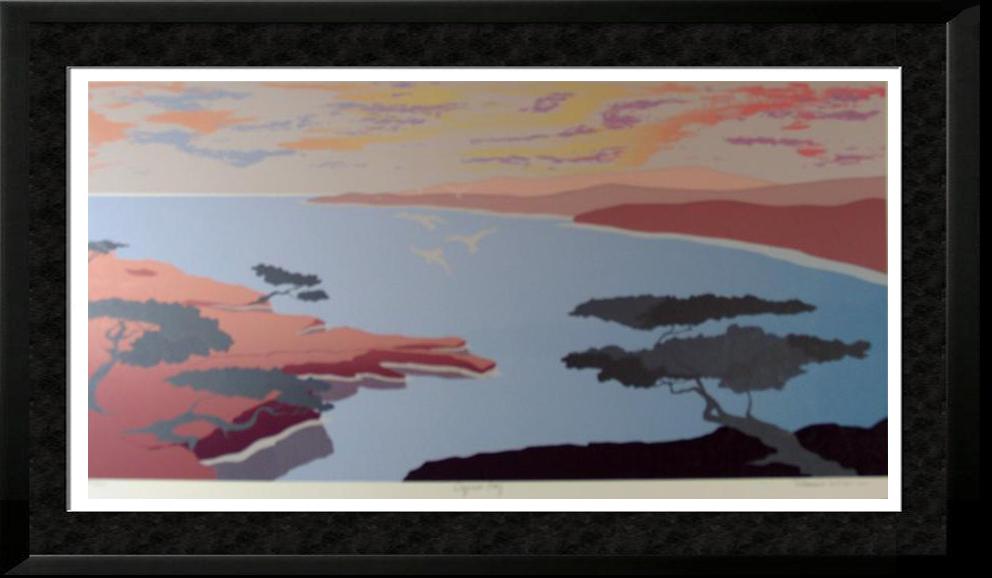 Abstract Modern Cypress Bay Scenic Colorful Signed: Robert Wilson | Title Of Art: Cypress Bay | Medium: Hand Signed By The Artist Lithograph On Paper | Edition Size: 207/375 | Unframed Size: 20X38 Inches | Framed Size: Unframed | Value: $ 600