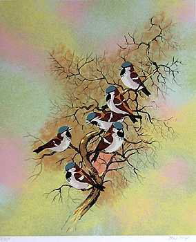 Max Karp Ltd Ed Serigraph LARGE Birds ONLY $75: Artist: MAX KARPTitle of Art: SNOW BIRDSMedium: HAND SIGNED LIMITED EDITION SERIGRAPH ON PAPEREdition Size: 38/350Art Size: 40x30Framed Size: