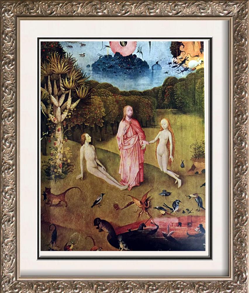 Hieronymus Bosch The Garden of Worldly Delights (Left: Artist Name: Hieronymus Bosch | Title of Art: (Plate Six) The Garden of Worldly Delights (Left Wing Detail of Earthly Paradise) c.1450-1516 | Medium: Fine Art Print from Museum Artist | Unsigned & Unn