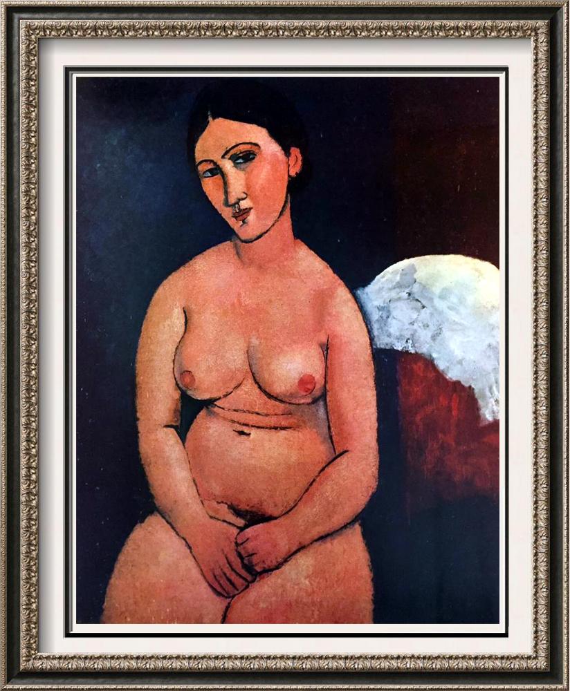 Amedeo Modigliani Seated Nude c.1918 Fine Art Print: Artist Name: Amedeo Modigliani | Title of Art: (Plate Twelve) Seated Nude c.1918 | Medium: Fine Art Print from Museum Artist | Unsigned & Unnumbered | Art Size: Approx 8 x 10 | Offered Unframed. Frami