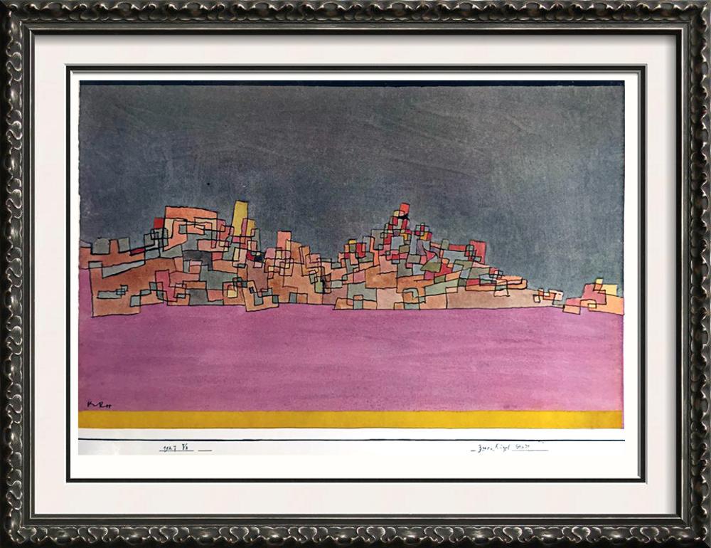 Paul Klee City on Two Hills c.1927 Fine Art Print: Artist Name: Paul Klee | Title of Art: (Plate Nine) City on Two Hills c.1927 | Medium: Fine Art Print from Museum Artist | Signed in Plate & Unnumbered | Art Size: Approx 9 x 7 | Offered Unframed. Fra