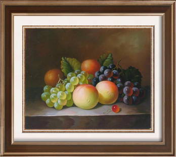 Still Life Fruit Realism - Buy 2 Get Free Shipping: Still Life | Title Of Art: Fruit | Medium: Hand Signed By The Artist Original Acrylic Painting On Canvas | Edition Size: Original | Unframed Size: 17 X 12 Inches | Framed Size: Unframed | Value: $ 550