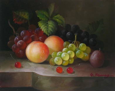 Still Life Fruit Realism - Buy 2 Get Free Shipping: Still Life | Title Of Art: Fruit | Medium: Hand Signed By The Artist Original Acrylic Painting On Canvas | Edition Size: Original | Unframed Size: 23 X 30 Inches | Framed Size: Unframed | Value: $ 650