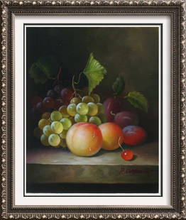 Still Life Fruit Realism - Buy 2 Get Free Shipping: Still Life | Title Of Art: Fruit | Medium: Hand Signed By The Artist Original Acrylic Painting On Canvas | Edition Size: Original | Unframed Size: 24 X 35 Inches | Framed Size: Unframed | Value: $ 650