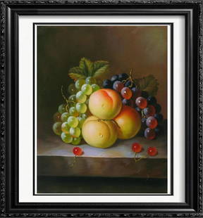 Still Life Fruit Realism - Buy 2 Get Free Shipping: Still Life | Title Of Art: Fruit | Medium: Hand Signed By The Artist Original Acrylic Painting On Canvas | Edition Size: Original | Unframed Size: 25 X 34 Inches | Framed Size: Unframed | Value: $ 650