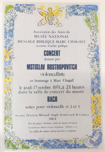 Marc Chagall Poster For Various Concerts Fine Art: Marc Chagall | Title of Art: Poster For Various Concerts | Medium: Fine Art Offset Lithographic Print | Unsigned | Edition # N/A | Art Size: 12 x 9 | Offered Unframed. Framing presentation is for