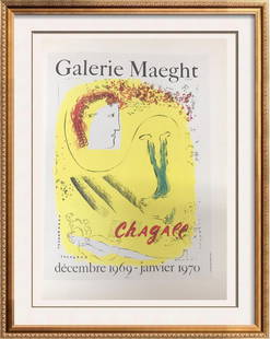Marc Chagall The Yellow Background Fine Art Offset: Marc Chagall | Title of Art: The Yellow Background | Medium: Fine Art Offset Lithographic Print | Unsigned | Edition # N/A | Art Size: 12 x 9 | Offered Unframed. Framing presentation is for concept