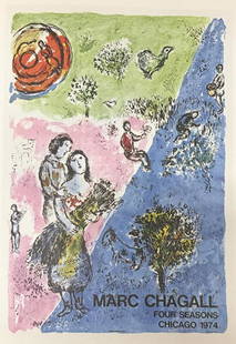 Marc Chagall The Four Seasons Fine Art Offset: Marc Chagall | Title of Art: The Four Seasons | Medium: Fine Art Offset Lithographic Print | Unsigned | Edition # N/A | Art Size: 12 x 9 | Offered Unframed. Framing presentation is for concept only.