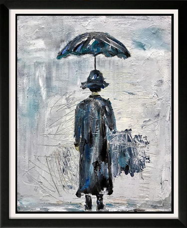 Abstract Modern Art Flow Blue Umbrella Janet Swahn Feb 16 2020