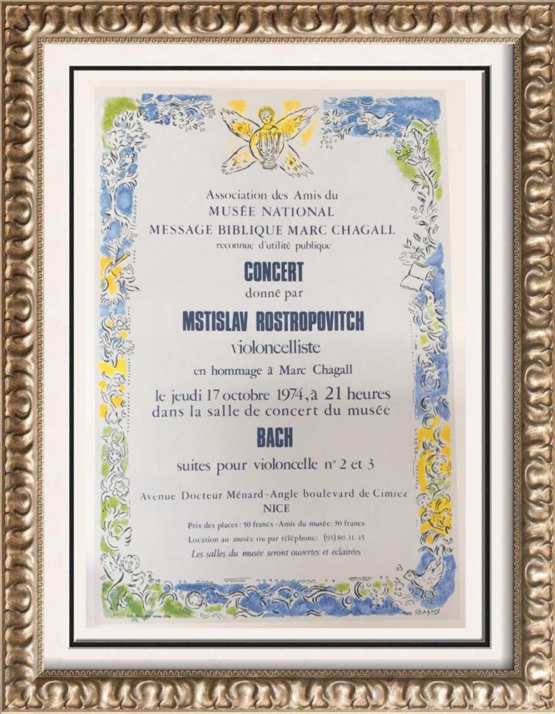 Marc Chagall Poster For Various Concerts Fine Art: Marc Chagall | Title of Art: Poster For Various Concerts | Medium: Fine Art Offset Lithographic Print | Unsigned | Edition # N/A | Art Size: 12 x 9 | Offered Unframed. Framing presentation is for conc