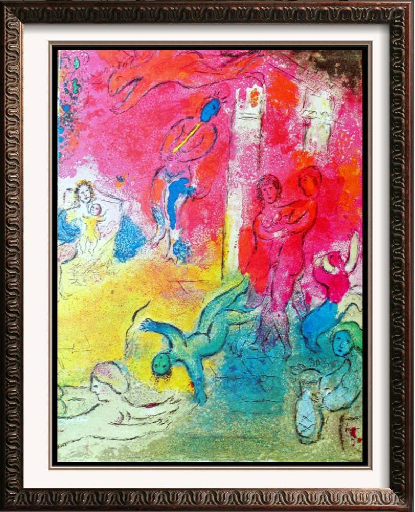 Fantastic Colored Lithograph Marc Chagall (After): Marc Chagall | Title of Art: The Dance | Medium: Colored Unsigned Lithograph on Paper | Edition Size: | Unframed Size: 12x9 inches | Framed Size: Unframed