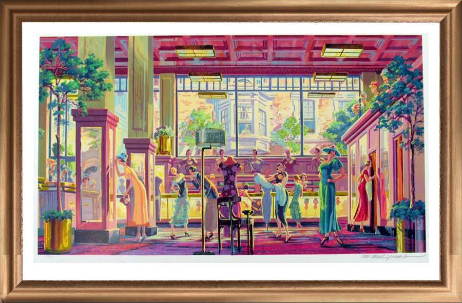 Young Art Deco Ready To Wear Signed Limited Edition: Michael Young | Title Of Art: Ladies Ready To Wear | Medium: Hand Signed By The Artist Serigraph On Paper | Edition Size: 160/300 | Unframed Size: 23X42 Inches | Framed Size: Being Offered Unframed