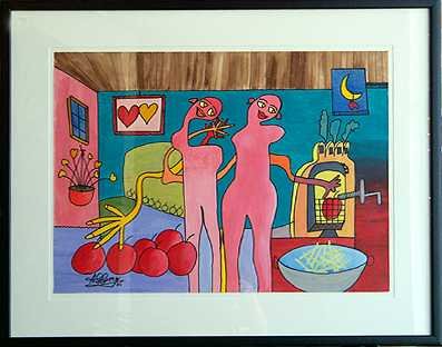 Abstract Contemporary Rare Goreia Painting on Paper