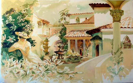 Palm Beach Style Art Scene Colorful Ltd Ed Signed