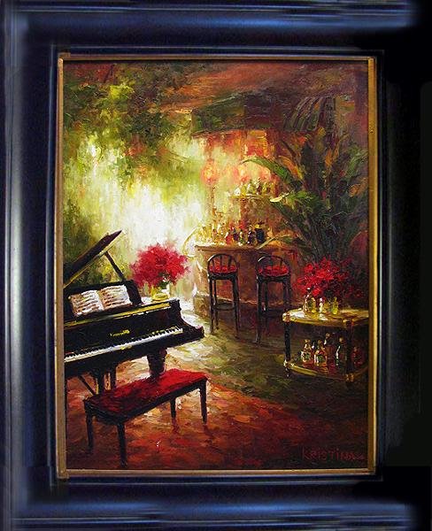 HUGE Piano Colorful Rare Sale Original Framed Art