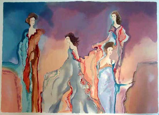 Bazinet Large Watercolor Maimon Style Art