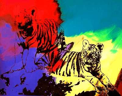 POP Canvas Tigers Original Artwork Signed Huge S