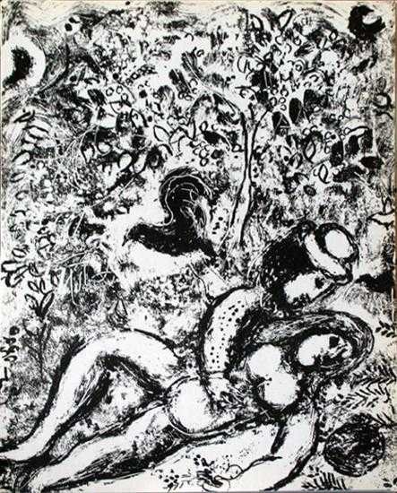 Marc Chagall Lovers Black & White Original Litho