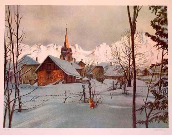 RABBIT IN CHURCHYARD SIGNED SERIGRAPH ONLY $50