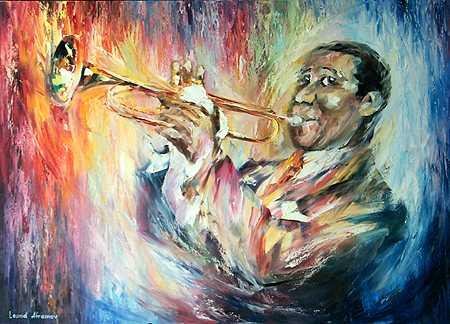 LOUIS ARMSTRONG 30X40 ORIGINAL PAINTING CANVAS 