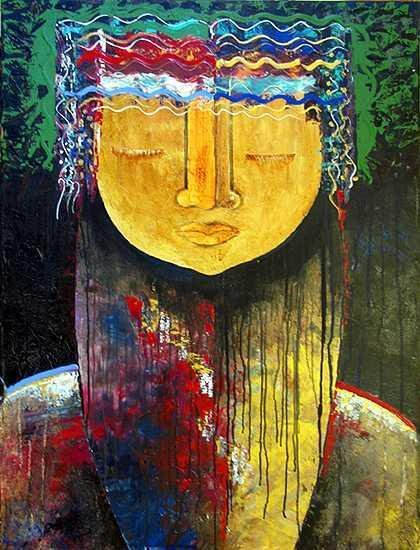 COLORFUL GAYLORD FIGURATIVE ABSTRACT PAINTING