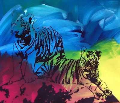 TIGERS COLORFUL ORIGINAL PAINTING LARGE POP ART