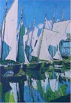 FRAN BULL RARE LTD ED SALE SEAPORT SCENE SIGNED