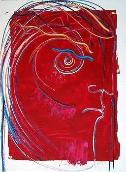 FANTASTIC ABSTRACT PICASSO STYLE VIBRANT RED PA