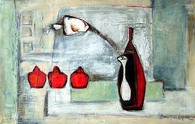 FANTASTIC ABSTRACT ORIGINAL PAINTING ON PAPER M