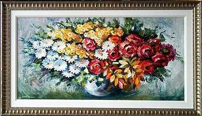 ORIGINAL FLORAL COLORFUL PAINTING ON CANVAS