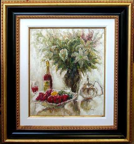 LARGE CANVAS WINE WITH FLORAL FANTASTIC VALUE