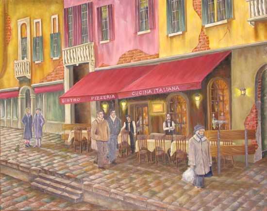 CAFÉ ITALIANA REALISTIC CANVAS OIL PAINTING RAR